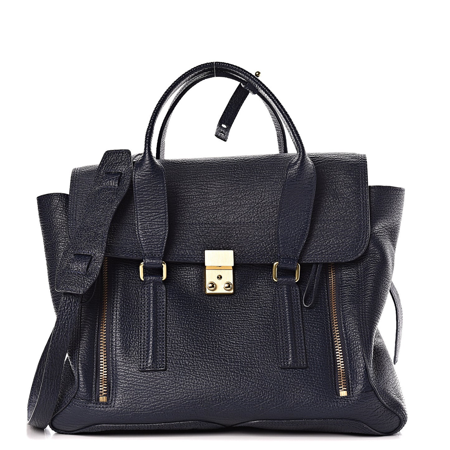 3.1 Textured Calfskin Large Pashli Satchel Ink