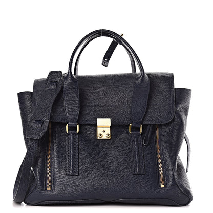 3.1 Phillip Lim 3.1 Textured Calfskin Large Pashli Satchel Ink 1 of 10