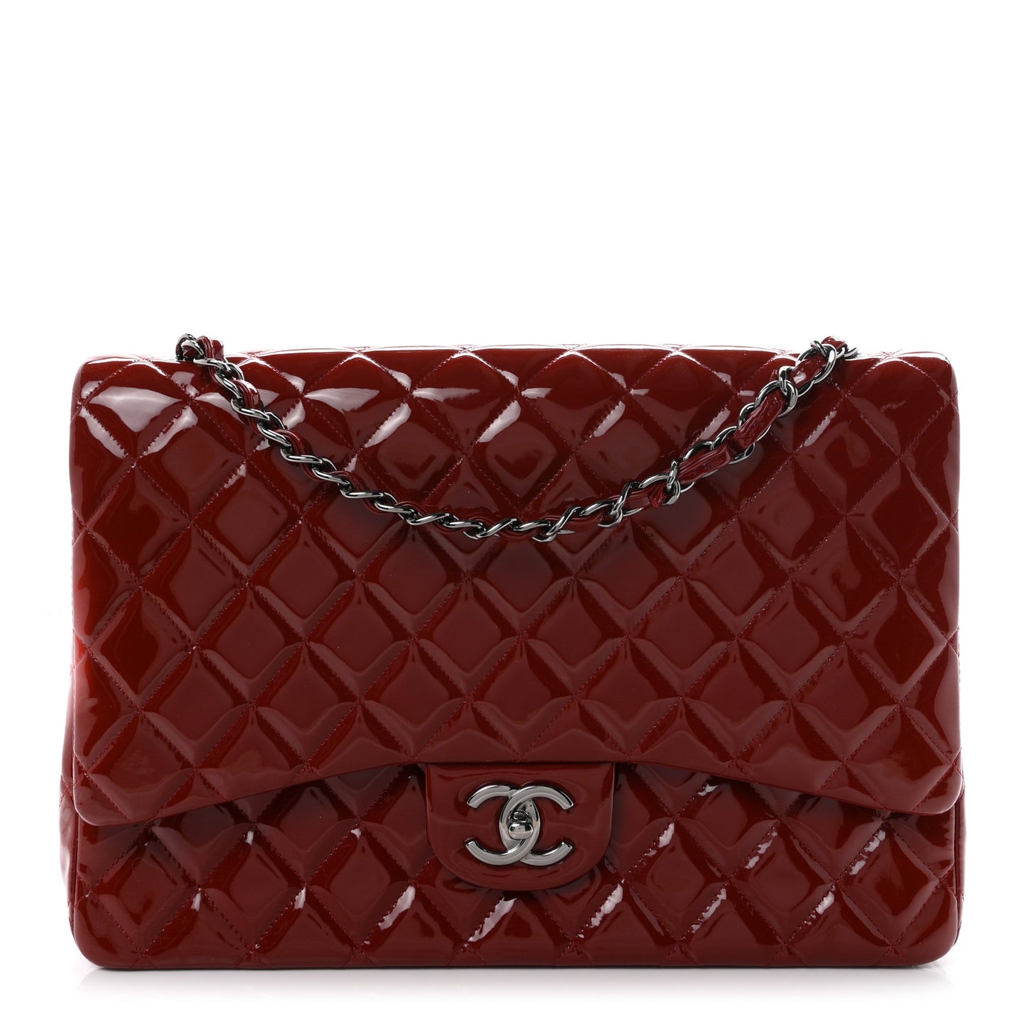 Patent Quilted Maxi Double Flap Red