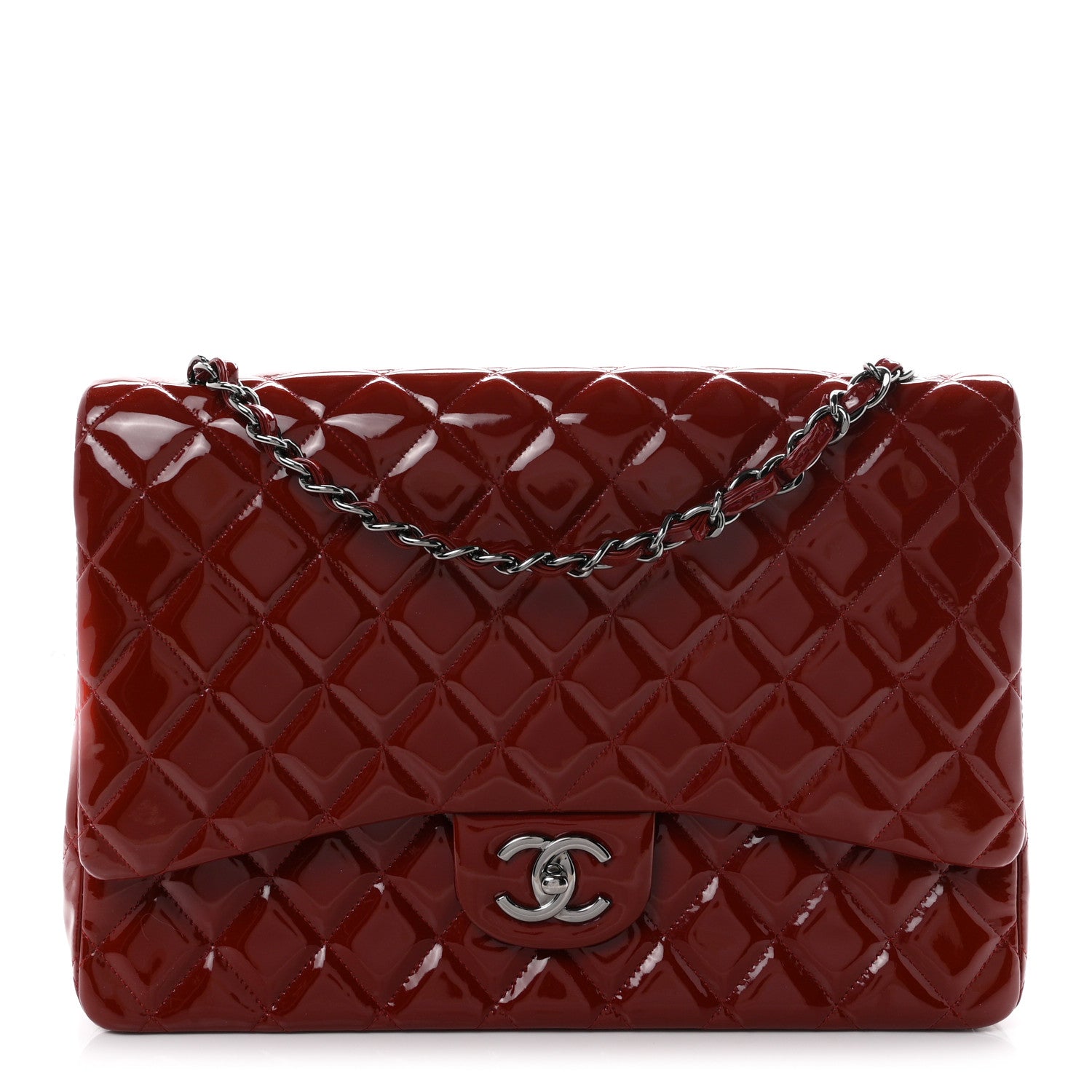 Chanel Patent Quilted Maxi Double Flap Red 1 of 11