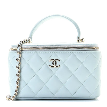 Chanel Lambskin Quilted Small Top Handle Vanity Case With Chain Light Blue 1 of 10