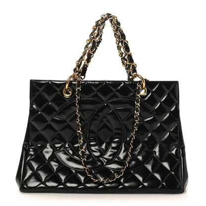 Chanel Patent Quilted Grand Shopping Tote GST Brown 1 of 9