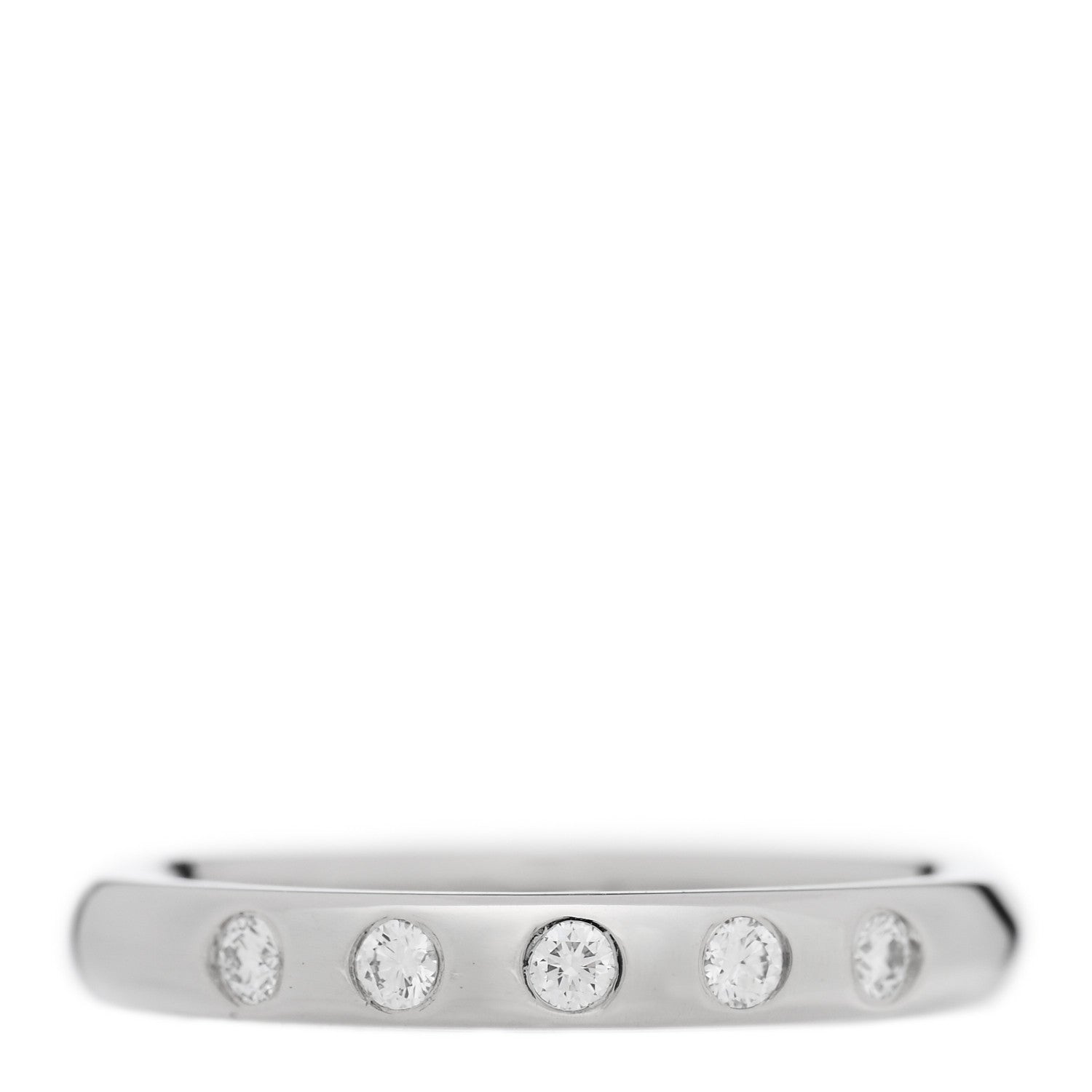 Tiffany Platinum Diamond Elsa Peretti Stacking Band Ring 49 5 1 of 5