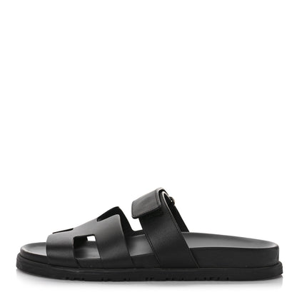 Hermes Calfskin Womens Chypre Sandals 38 Black 1 of 10