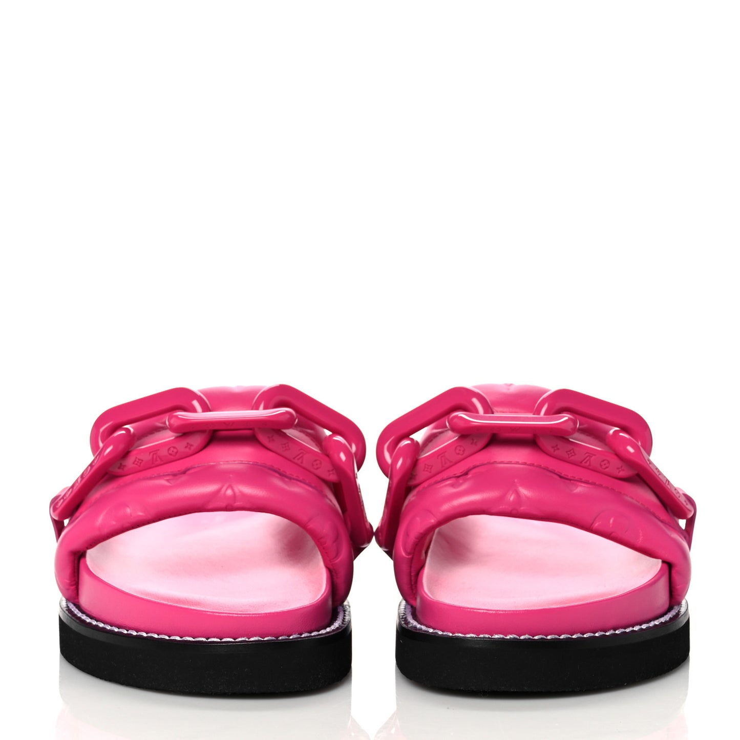 Calfskin Embossed Monogram Sunset Flat Comfort Mule 37 Rose Pop