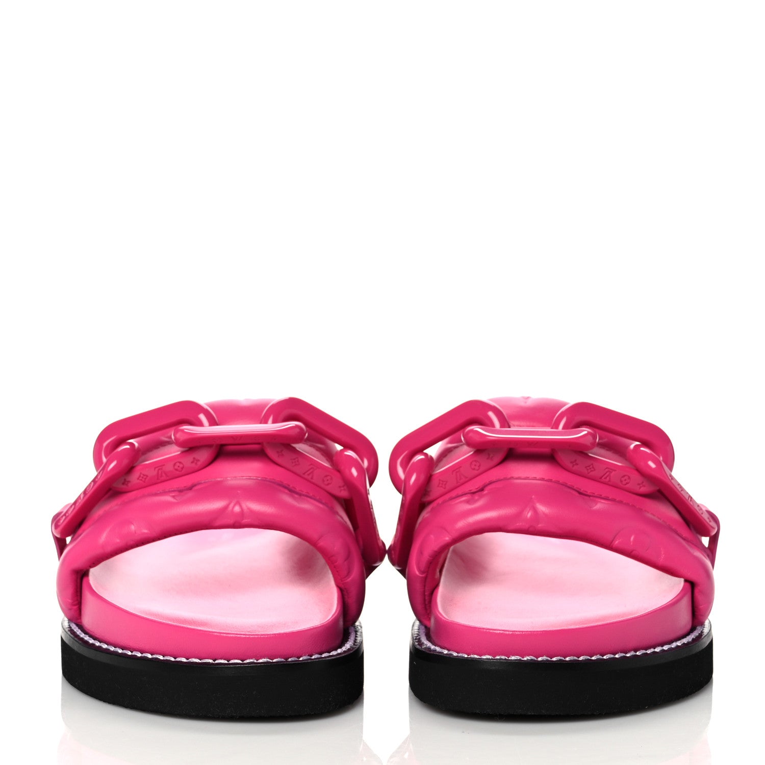 Louis Vuitton Calfskin Embossed Monogram Sunset Flat Comfort Mule 37 Rose Pop 2 of 11