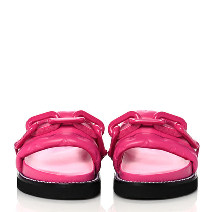 Louis Vuitton Calfskin Embossed Monogram Sunset Flat Comfort Mule 37 Rose Pop 2 of 11