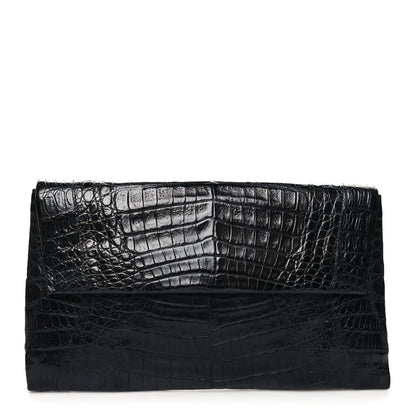 Nancy Gonzalez Crocodile Foldover Clutch Black 1 of 12