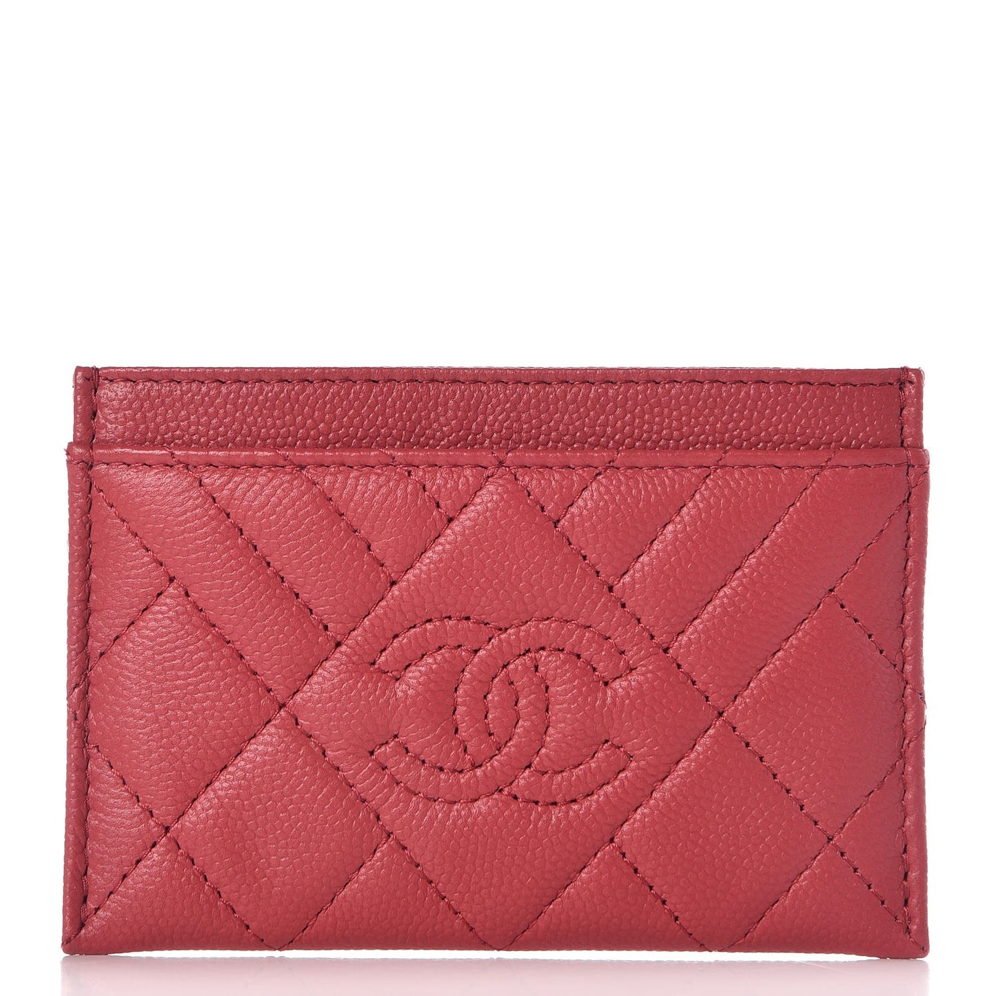 Caviar Chevron Quilted Card Holder Pink