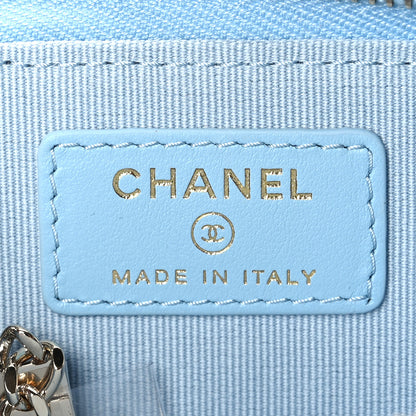 Chanel Caviar Quilted Zipped Key Holder Case Light Blue 6 of 11