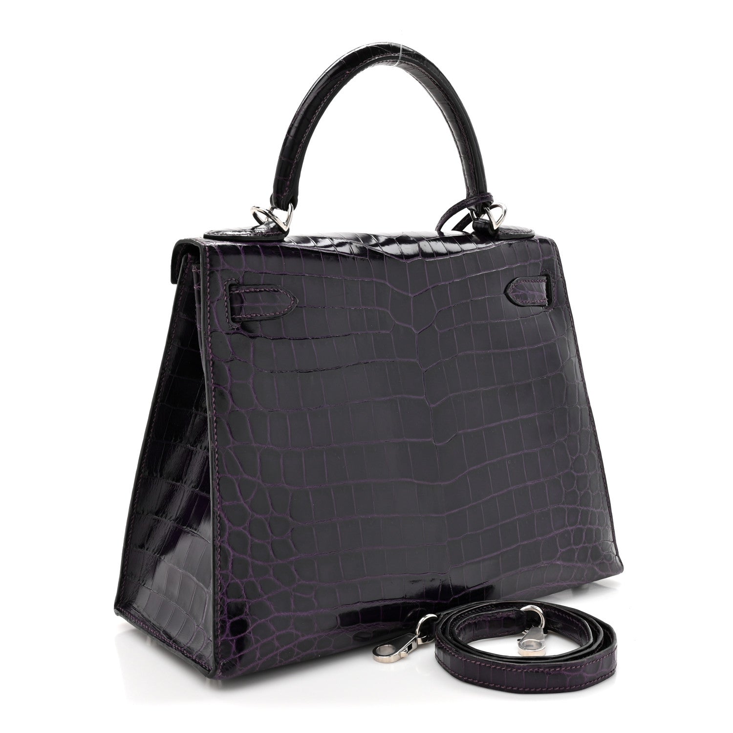 Hermes Shiny Niloticus Crocodile Kelly Sellier 28 Amethyst 4 of 23