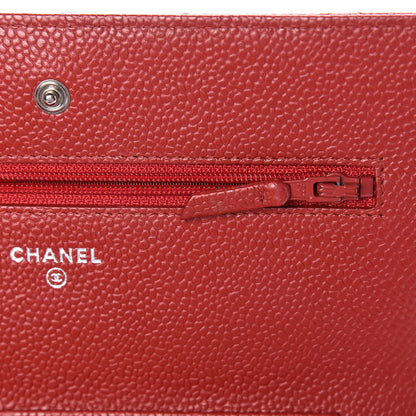Chanel Caviar Quilted Wallet on Chain WOC Red 9 of 13