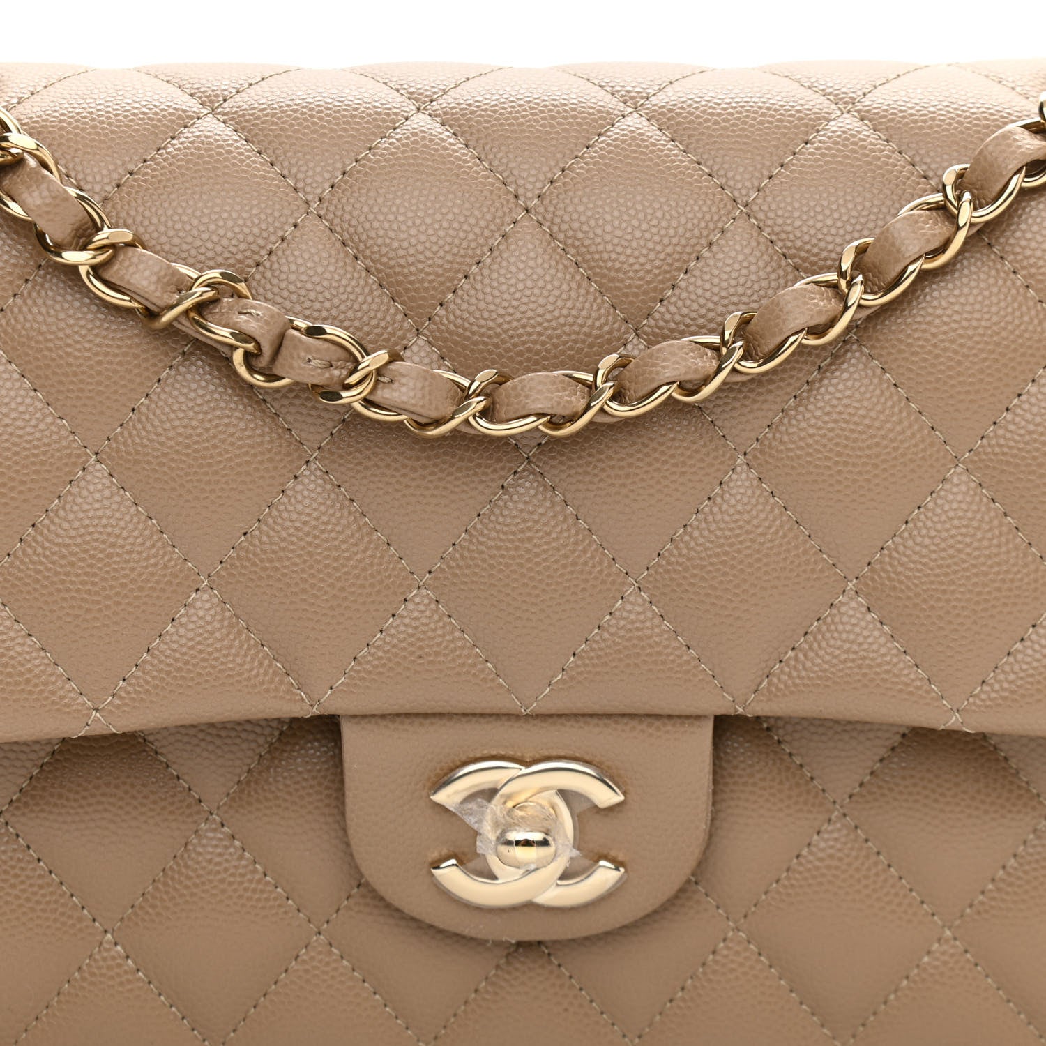 Chanel Caviar Quilted Medium Double Flap Beige 7 of 10