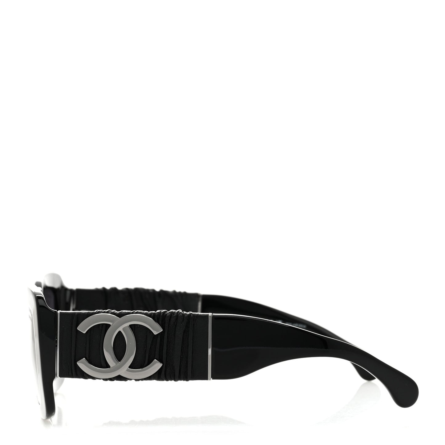 Acetate Calfskin Polarized Square Sunglasses 5473-Q Black
