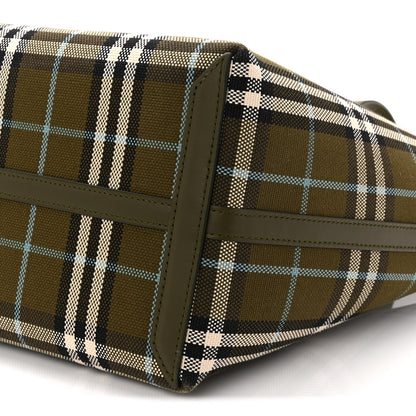 Burberry Cotton Check Small London Tote Bag Olive Green 10 of 10