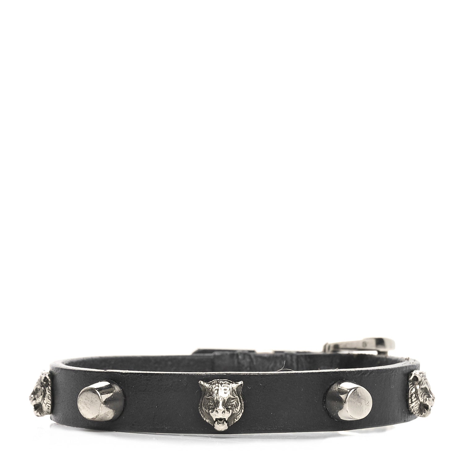Gucci Calfskin Feline Heads Bracelet Black 1 of 4