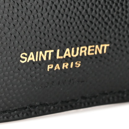 Saint Laurent Grain De Poudre Matelasse Chevron Monogram Zipped Card Case Black 7 of 9