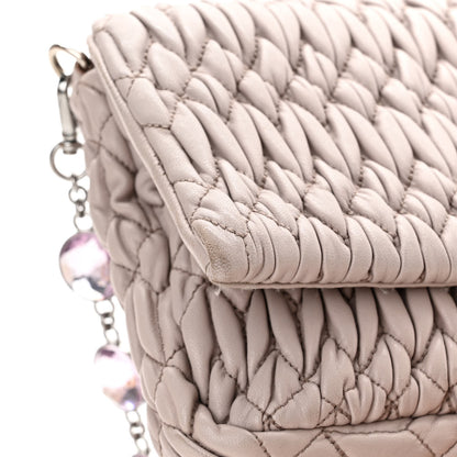 Miu Miu Nappa Matelasse Crystal Flap Clutch Pomice 14 of 17