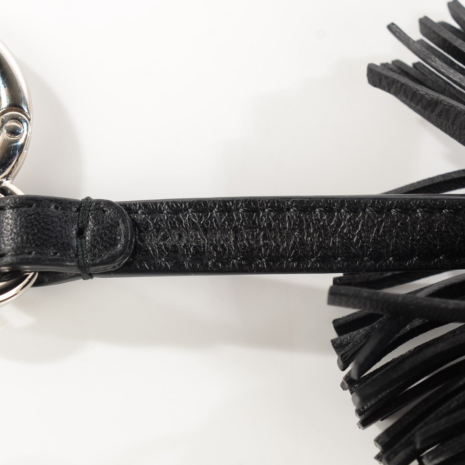Fendi Lambskin Fox Fur Super Karlito Pom Pom Bag Charm Black White 4 of 5