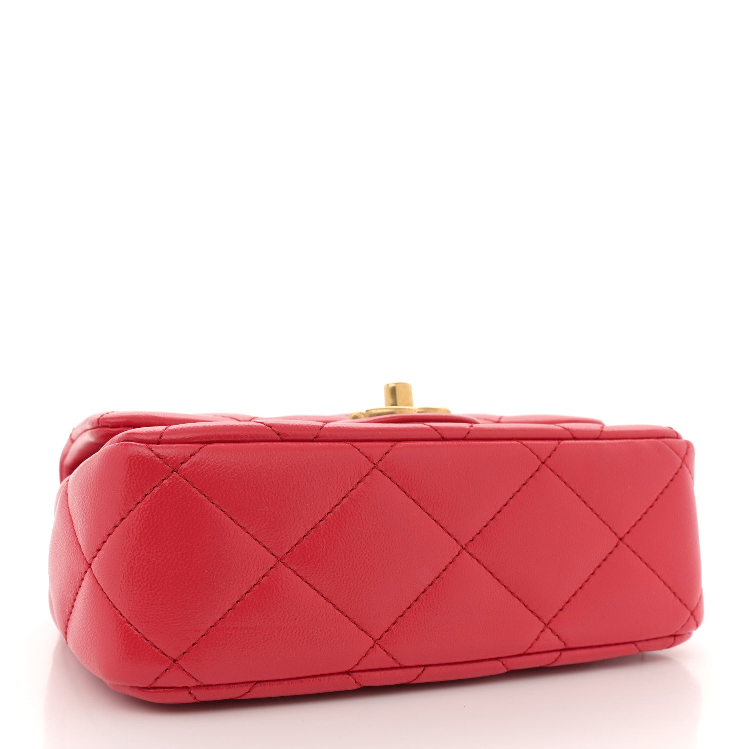 Chanel Shiny Lambskin Quilted Sweetheart Mini Flap Red 4 of 10