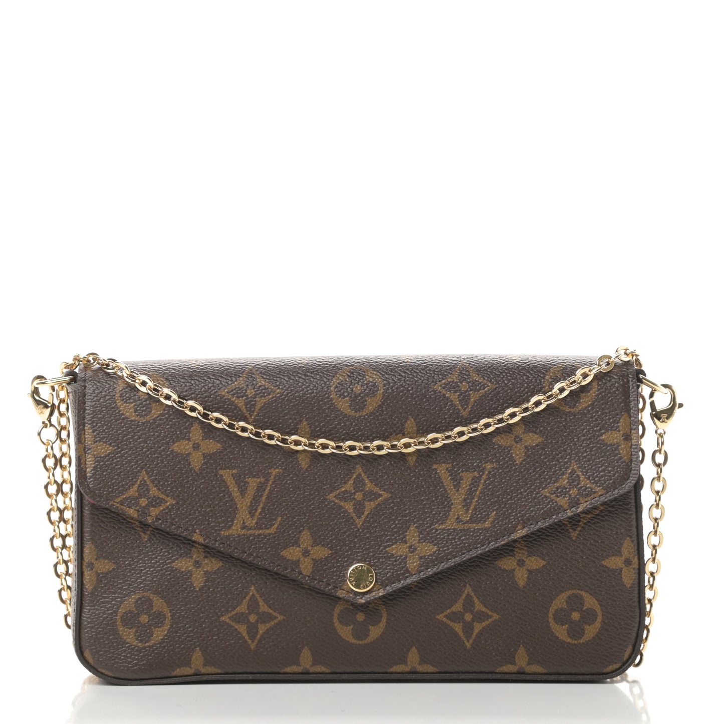 Monogram Pochette Felicie Chain Wallet Fuchsia