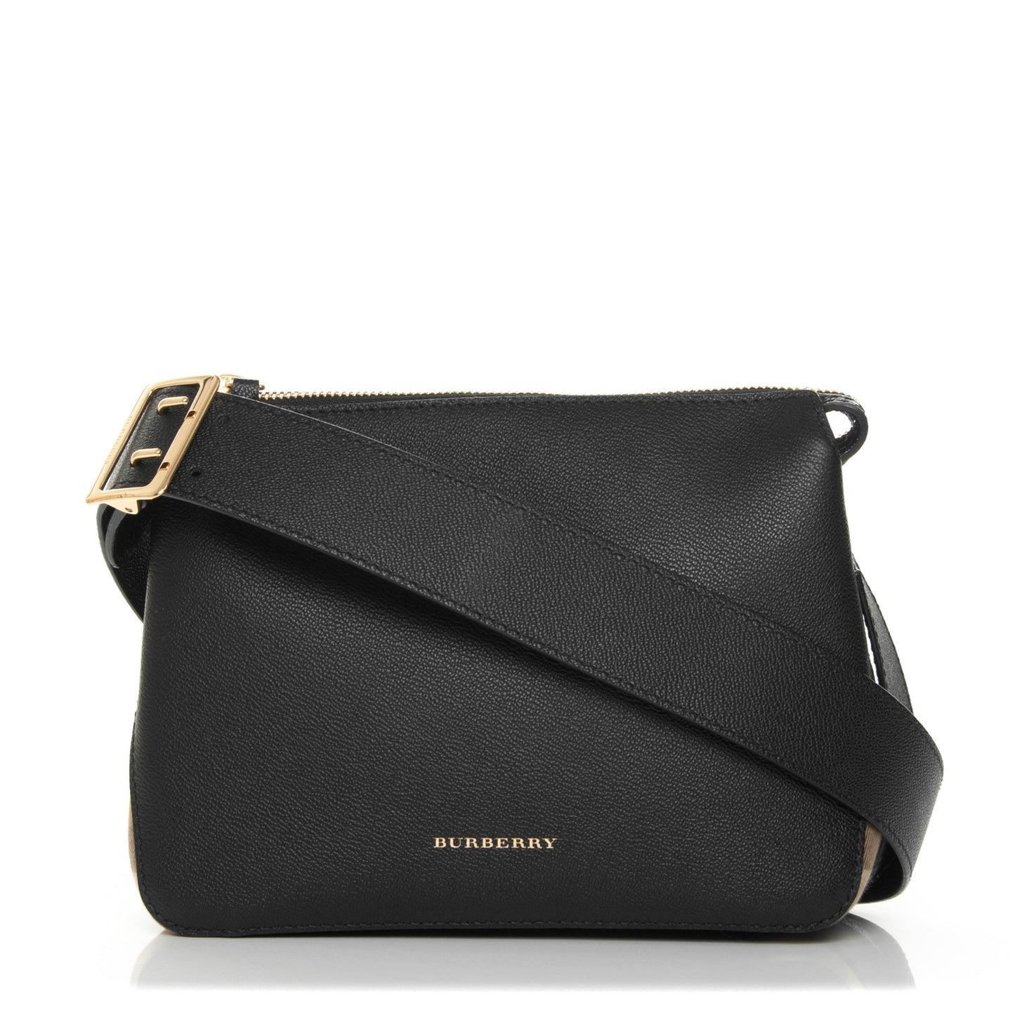 Soft Grain Calfskin House Check Small Helmsley Crossbody Black