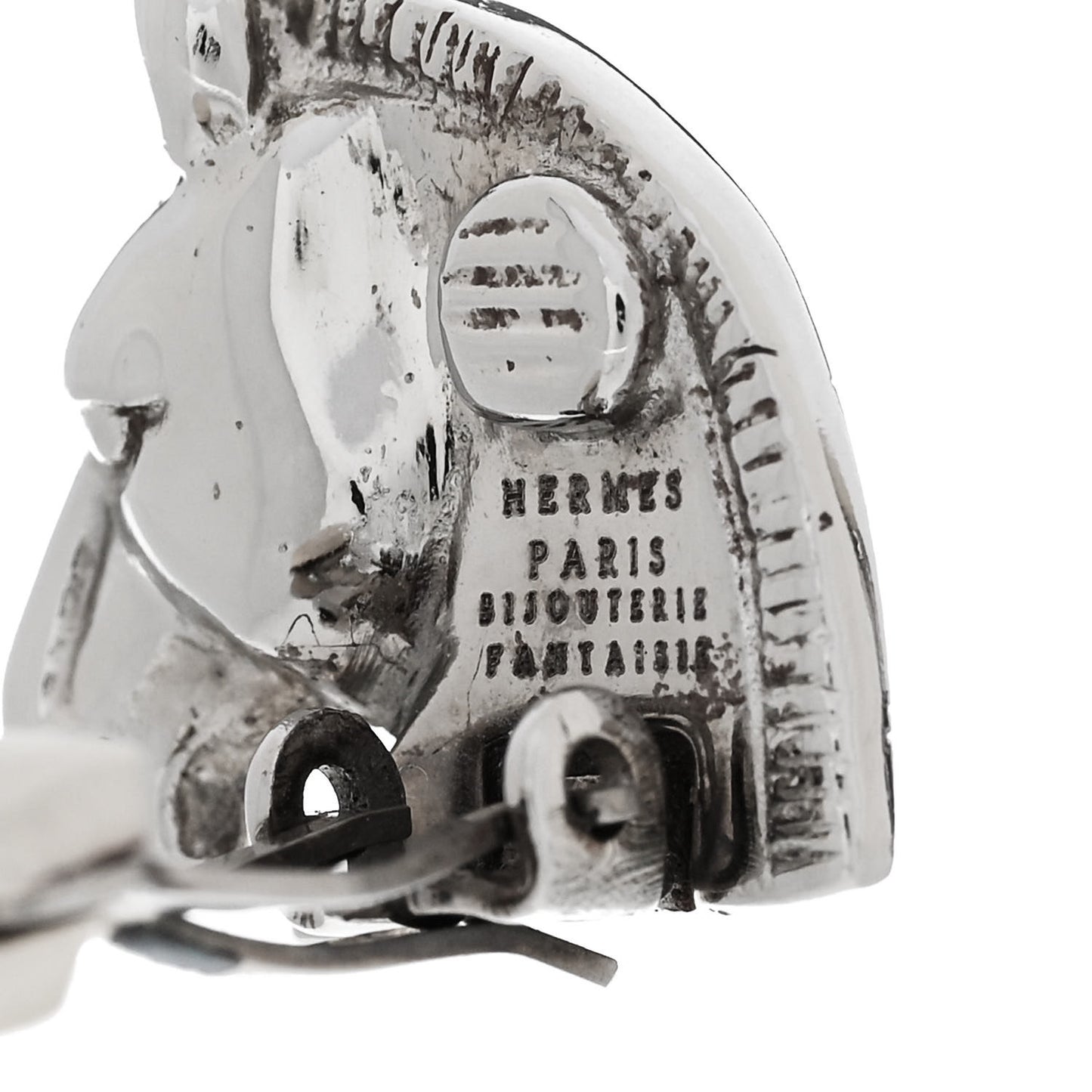 Palladium Horse Clip On Earrings