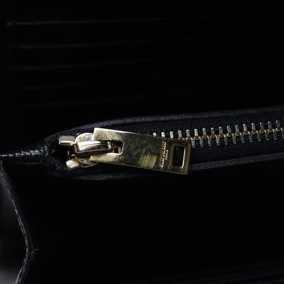 Saint Laurent Grain De Poudre Matelasse Chevron Monogram Chain Wallet Black 16 of 19