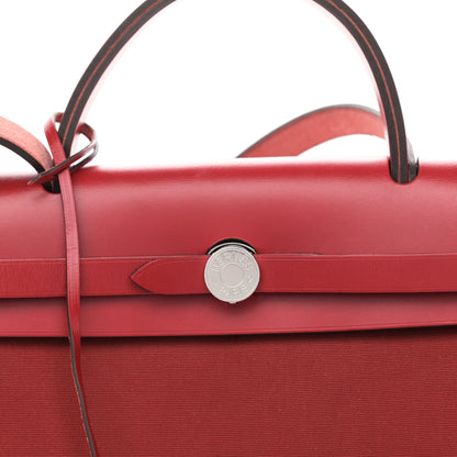 Hermes Toile Officier Vache Hunter Verso Herbag Zip Retourne 31 PM Rouge Venetian Rouge Piment Rose Extreme 9 of 11