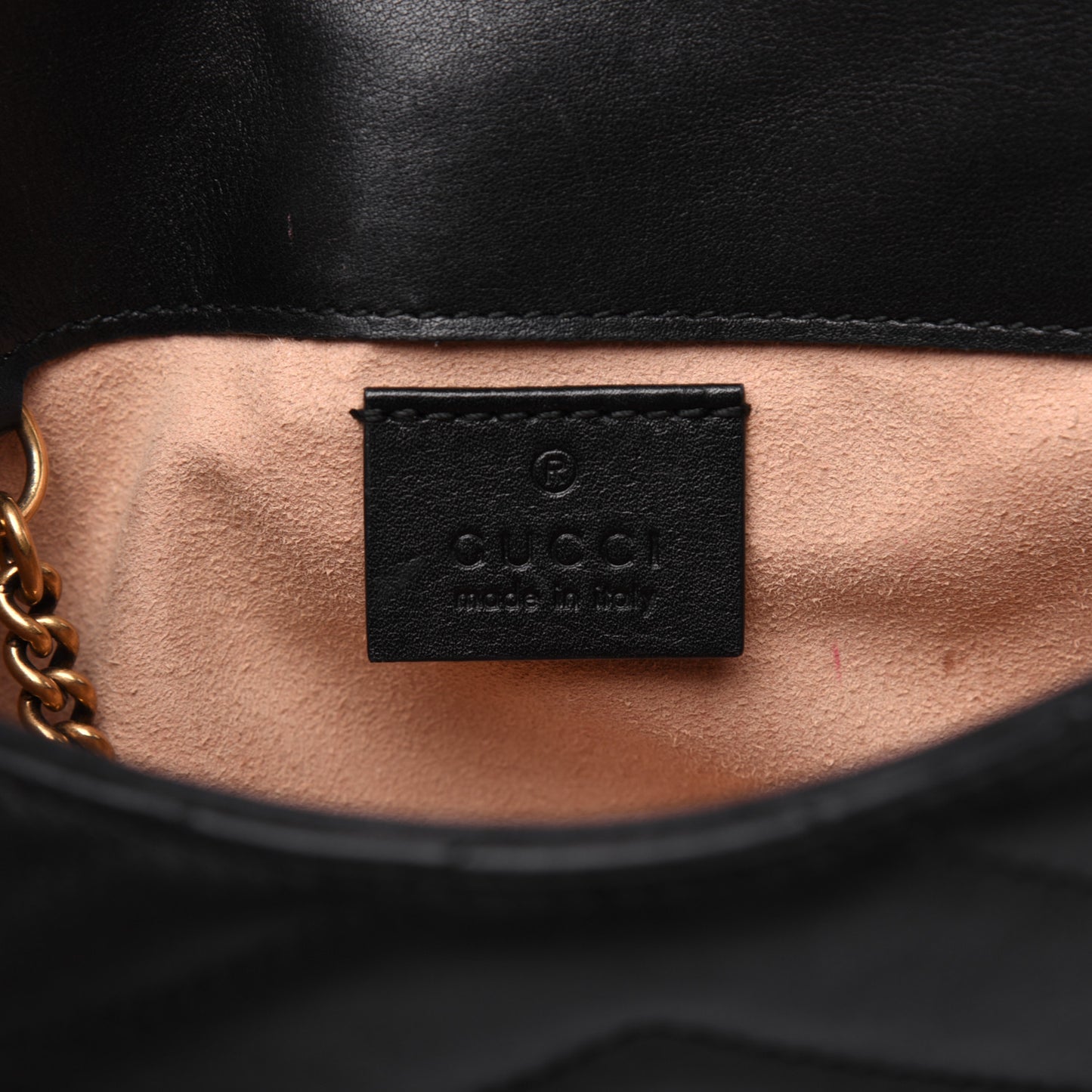 Calfskin Matelasse Super Mini GG Marmont Shoulder Bag Black