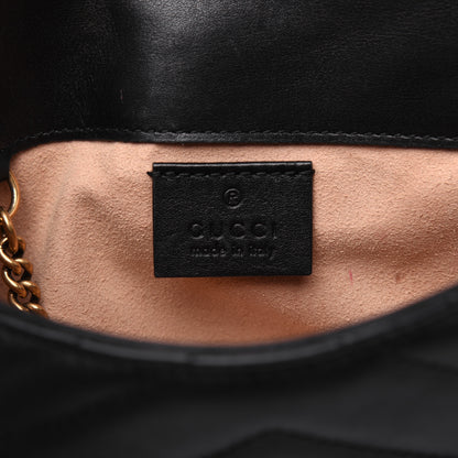 Gucci Calfskin Matelasse Super Mini GG Marmont Shoulder Bag Black 8 of 16