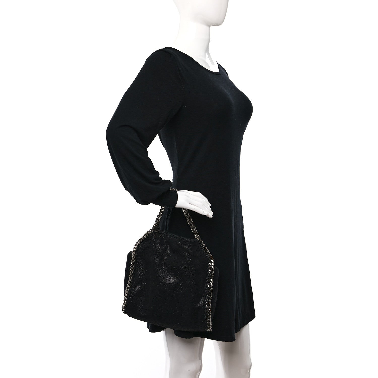 Stella McCartney Shaggy Deer Mini Falabella Fold Over Tote Black 2 of 8