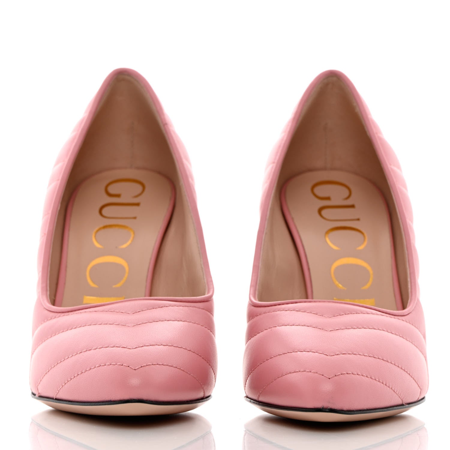 Gucci Nappa Charlotte Chevron Matelasse Double G 95mm Pumps 38 Wild Rose 2 of 9