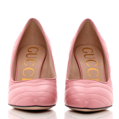 Gucci Nappa Charlotte Chevron Matelasse Double G 95mm Pumps 38 Wild Rose 2 of 9
