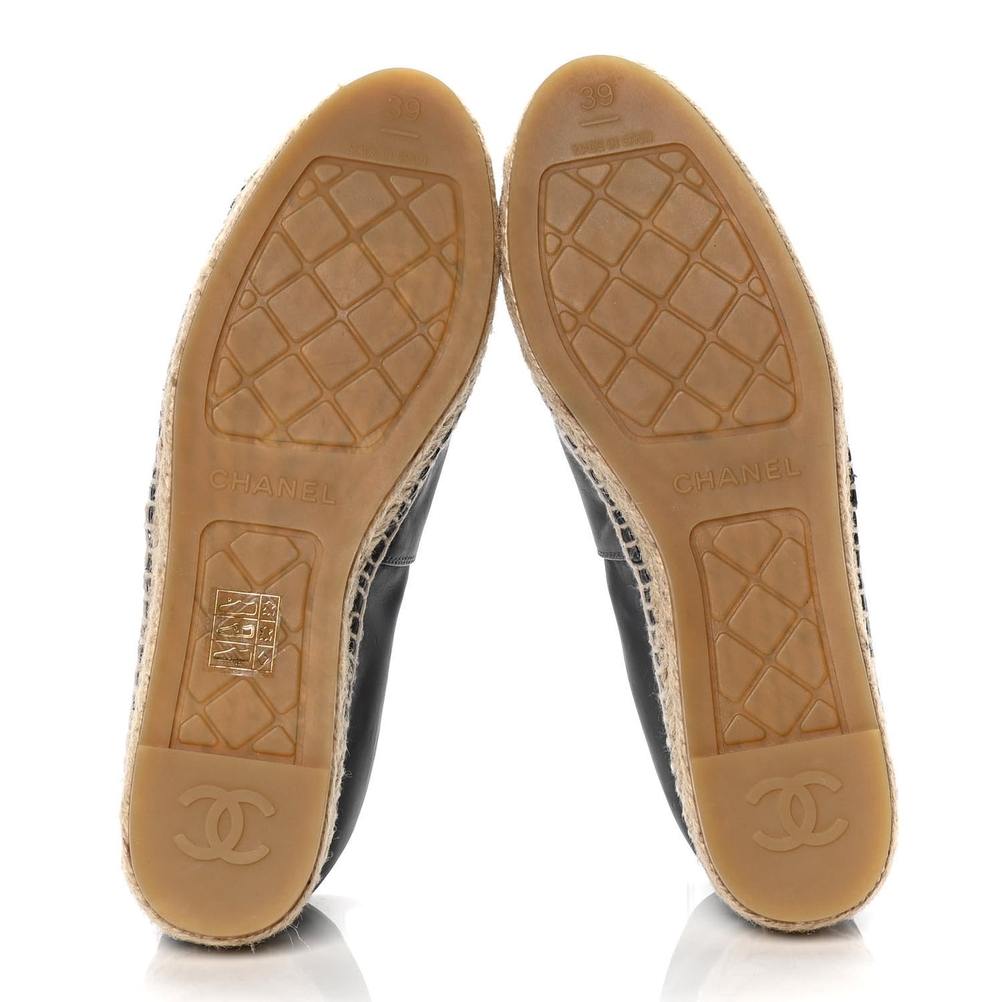 Calfskin Kid Suede CC Espadrilles 39 Dark Gray Black