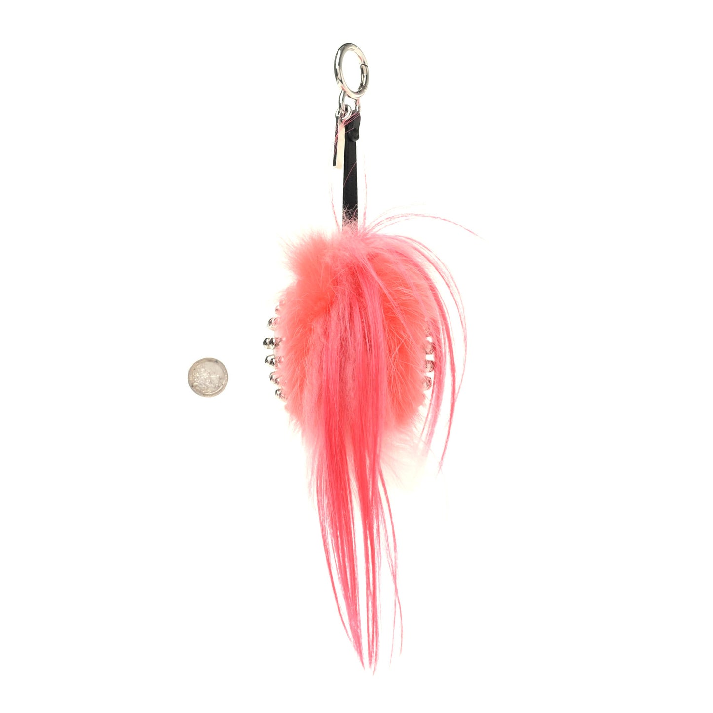 Shiny Nappa Goat Fox Fur Studded Punkito Karlito Bag Charm White Black Azalea