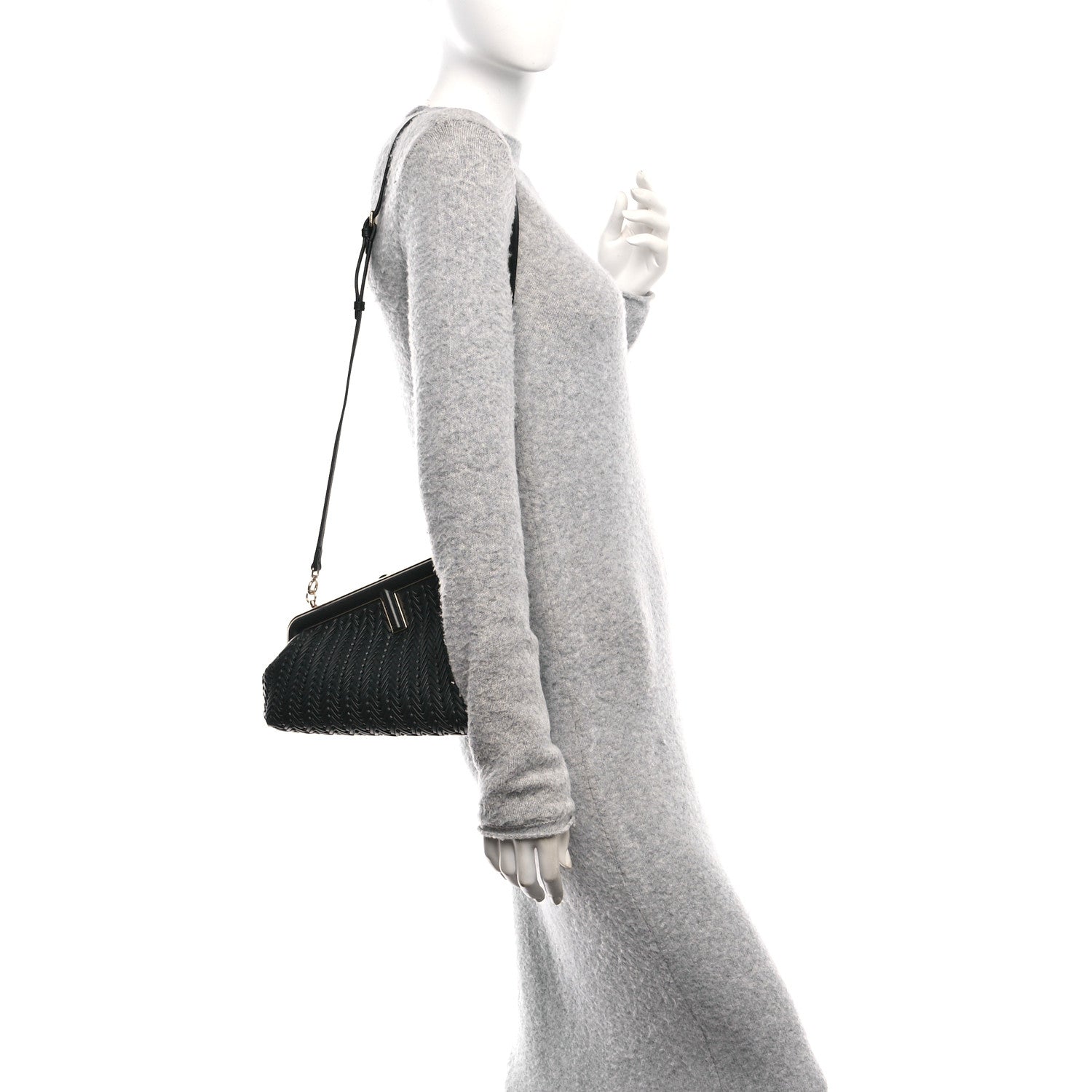 Fendi Vitello Grace Intreccio Nappa Small Fendi First Black 2 of 10