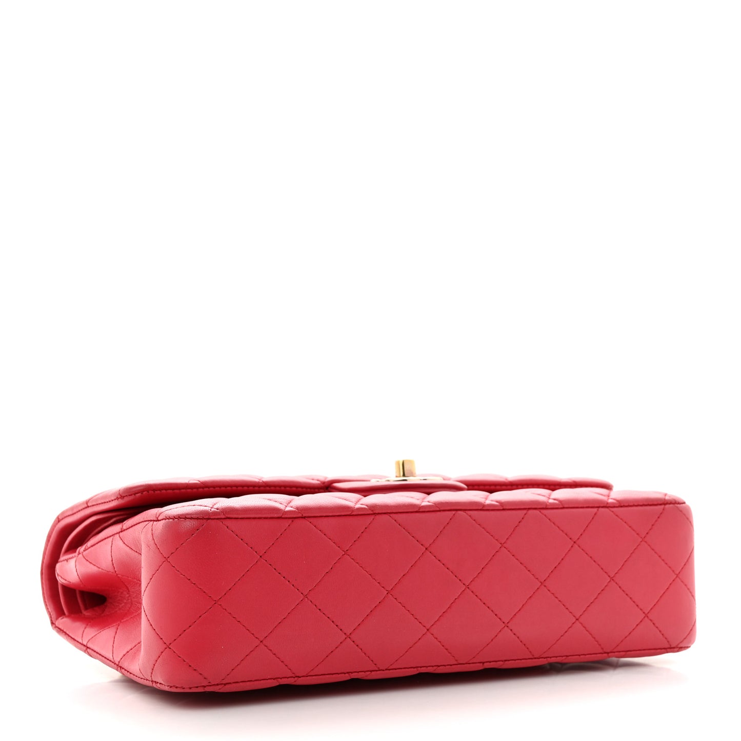Lambskin Quilted Medium Double Flap Dark Pink