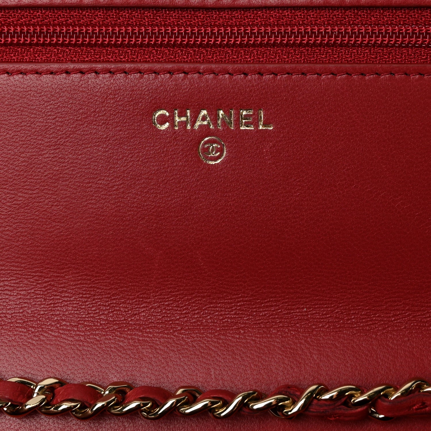 Chanel Lambskin Quilted Trendy CC Wallet On Chain WOC Red 6 of 13