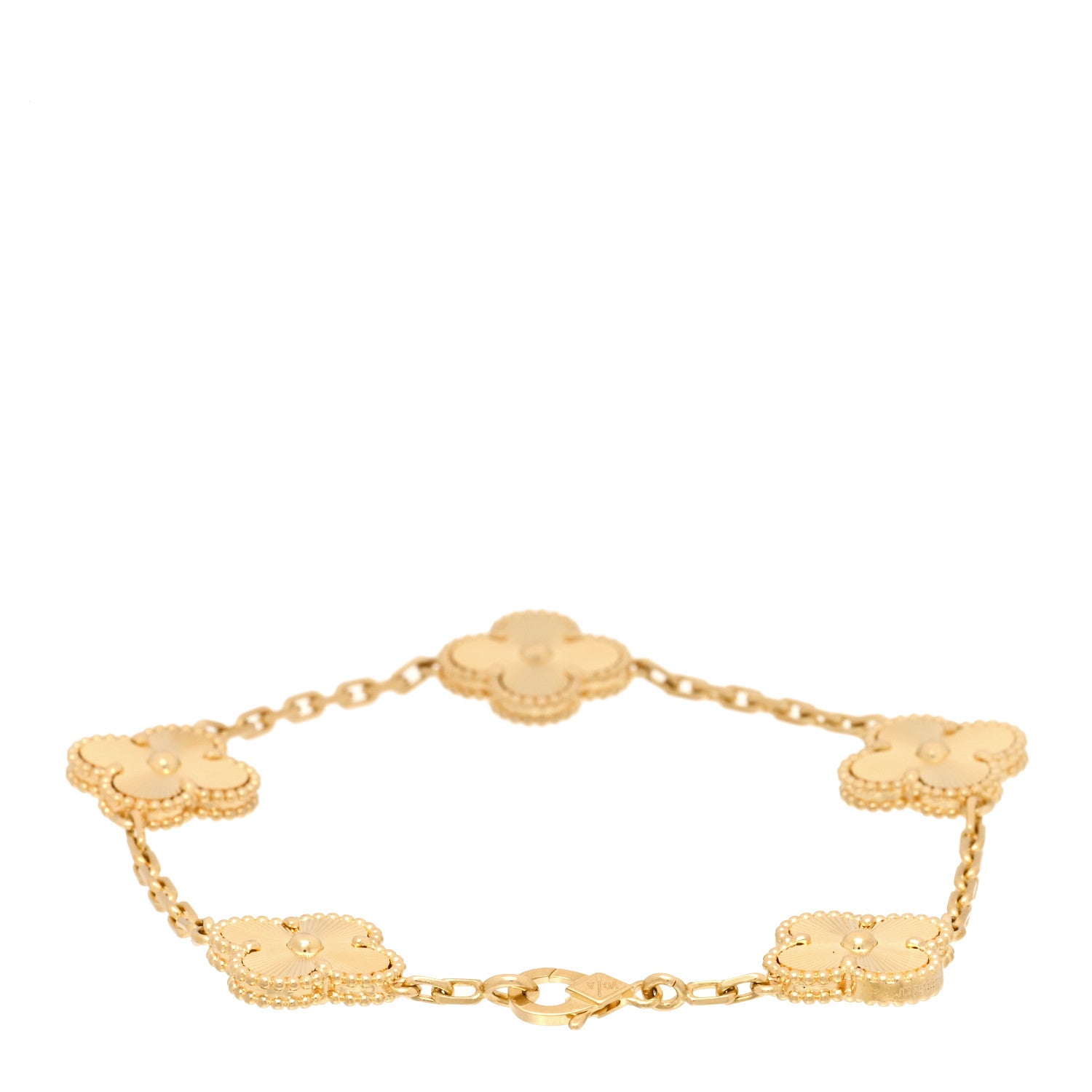 Van Cleef & Arpels 18K Yellow Gold 5 Motifs Guilloche Vintage Alhambra Bracelet 2 of 4