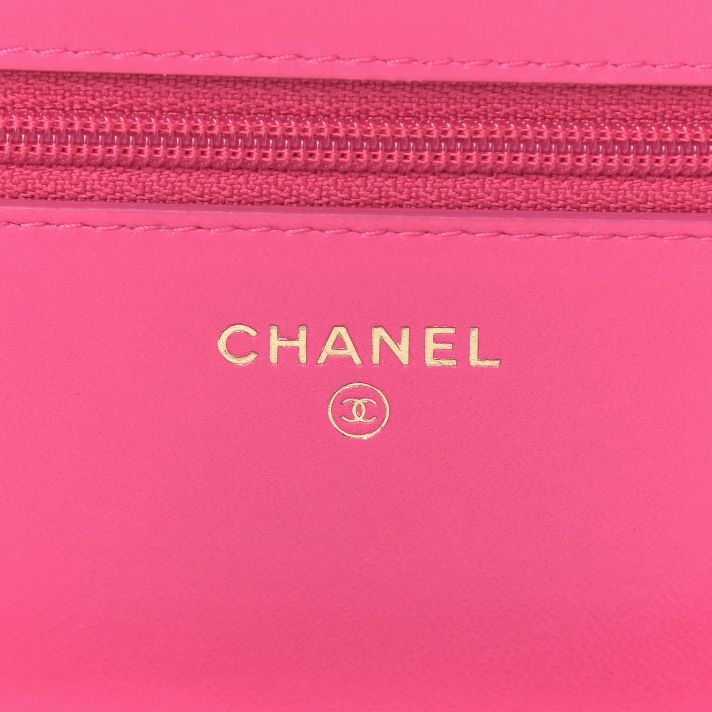 Lambskin Quilted Wallet On Chain WOC Pink