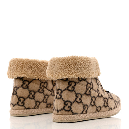 Gucci Covered Wool GG Monogram Womens Fria Horsebit Ankle Boots 41 Beige Ebony Butterscotch 4 of 8