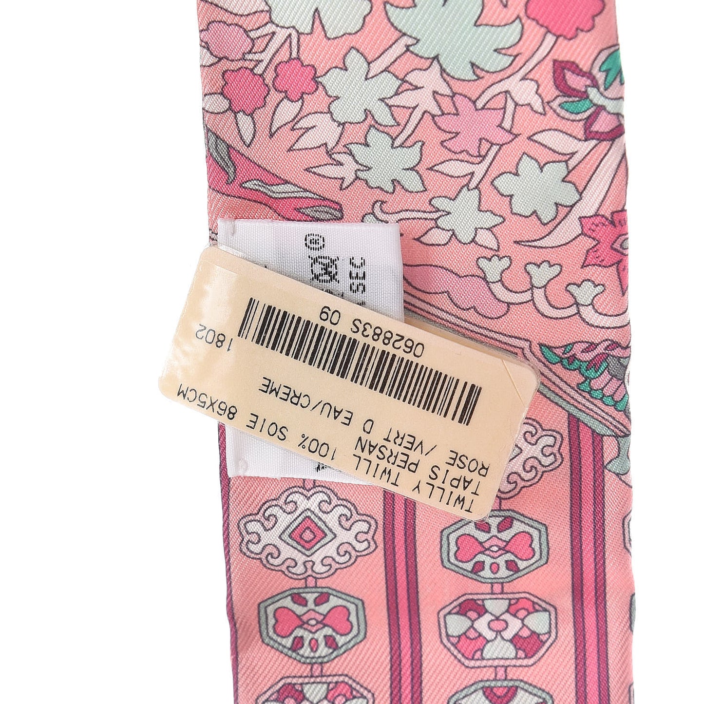 Silk Tapis Persans Twilly Rose Vert De Eau Creme