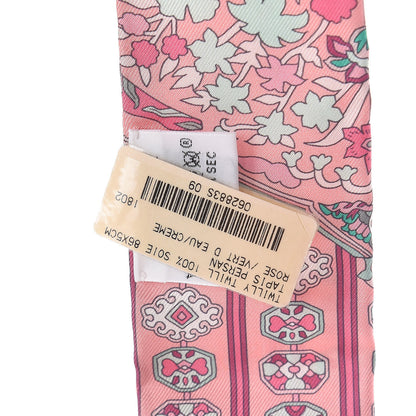 Hermes Silk Tapis Persans Twilly Rose Vert De Eau Creme 4 of 4