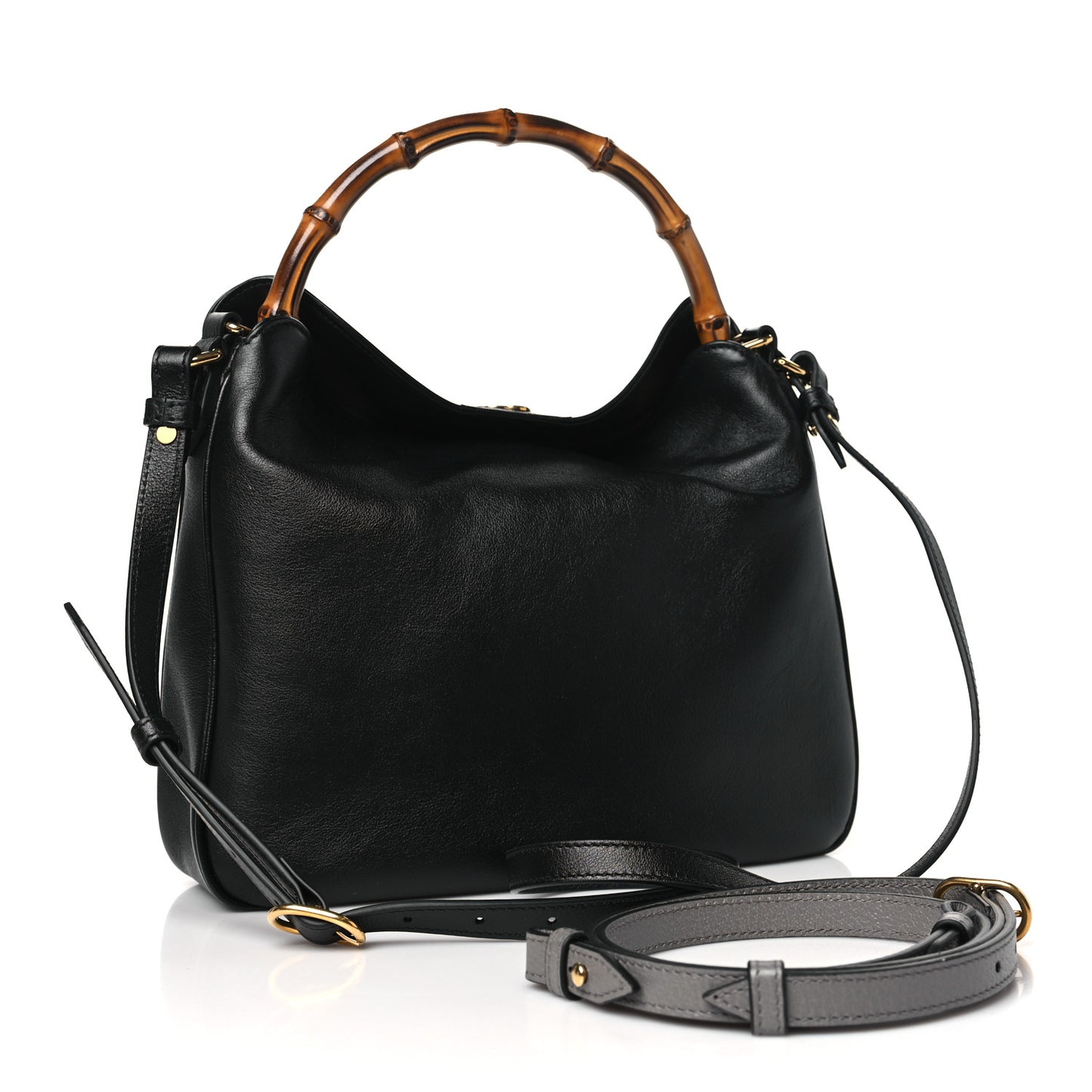 Softy Wonka Textured Dollar Calfskin Medium Diana Shoulder Bag Black Dusty Grey