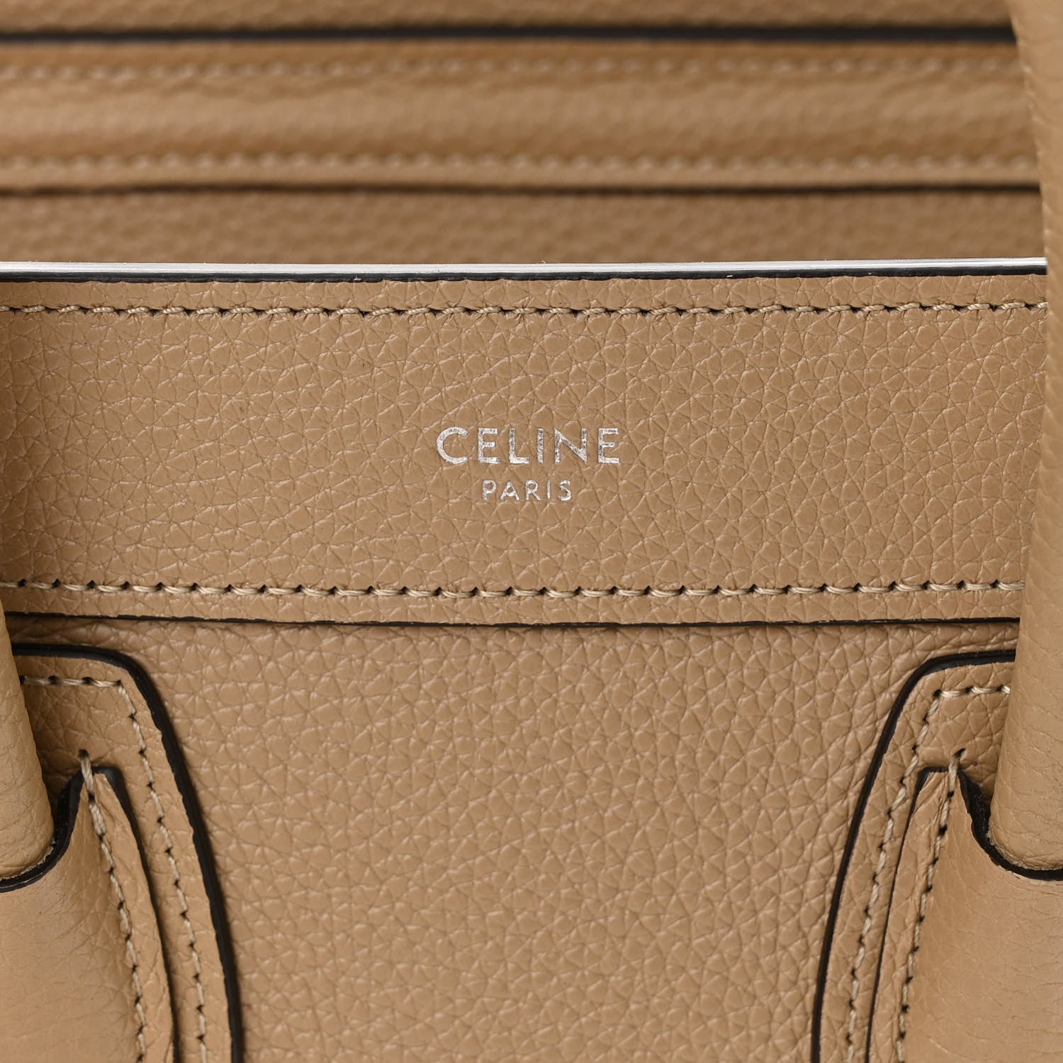 Celine Drummed Calfskin Nano Luggage Dune 6 of 12