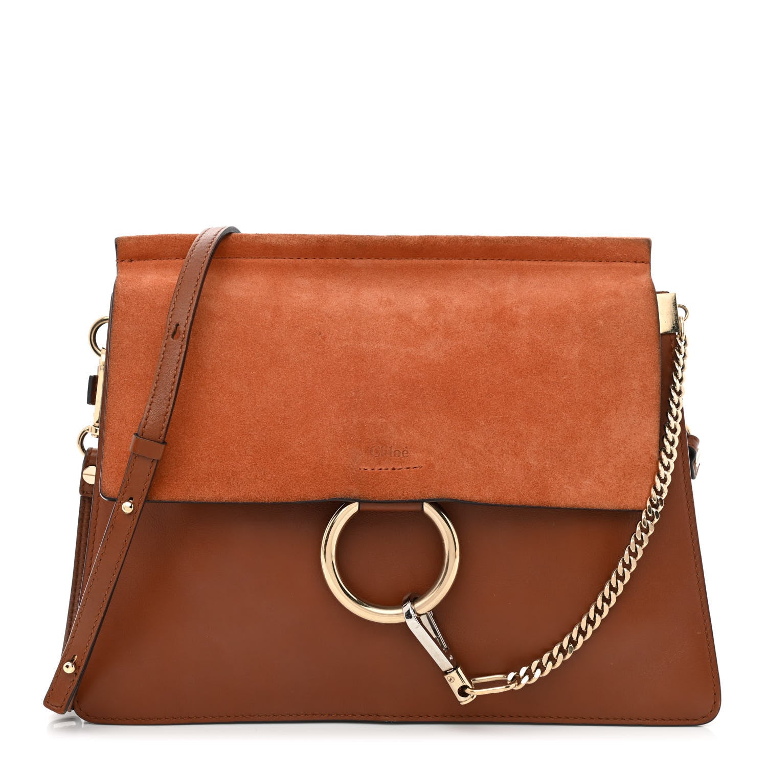 Chloe Suede Calfskin Medium Faye Shoulder Bag Tobacco 1 of 12