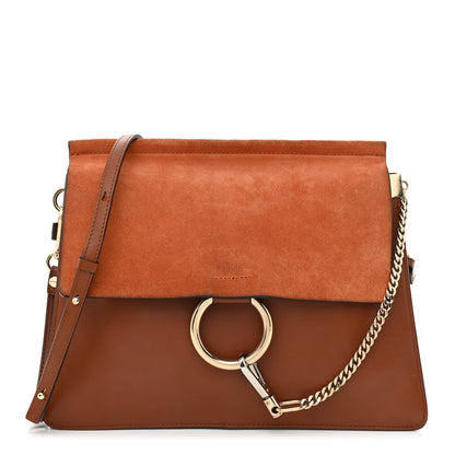 Chloe Suede Calfskin Medium Faye Shoulder Bag Tobacco 1 of 12