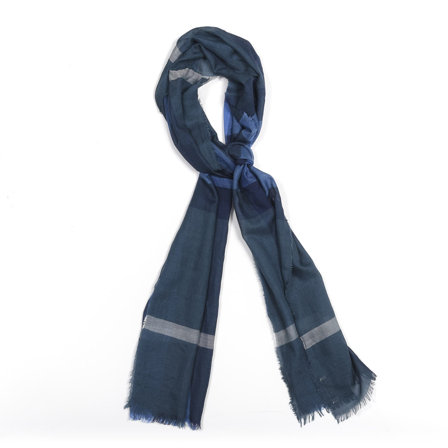 Burberry Linen Half Mega Check Scarf Dark Blue 1 of 3