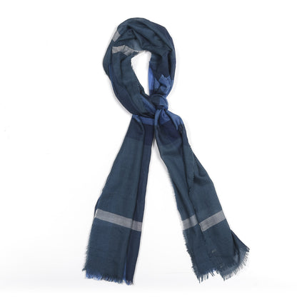 Burberry Linen Half Mega Check Scarf Dark Blue 1 of 3